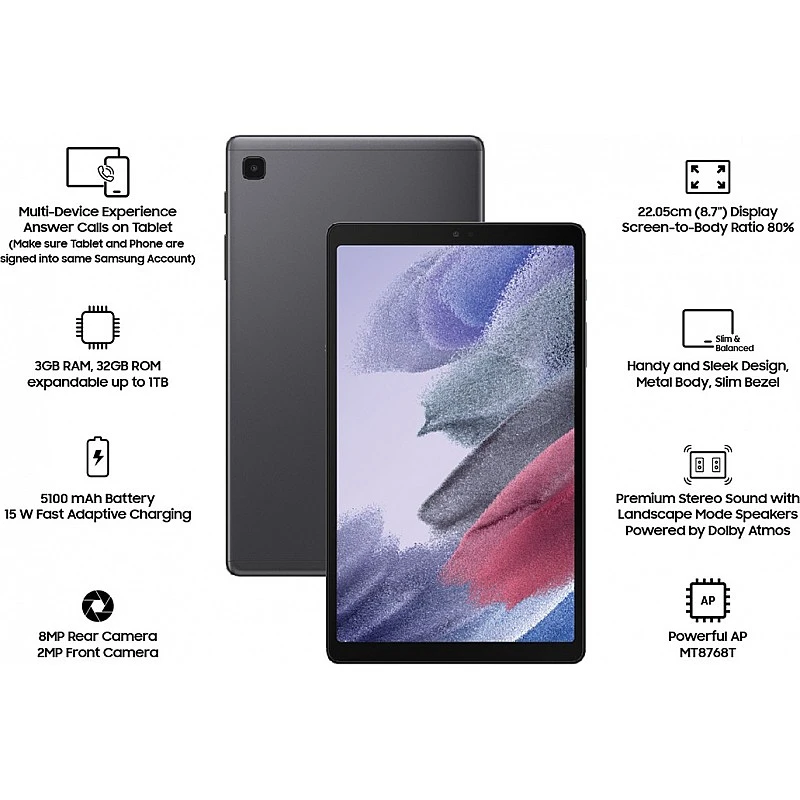 Samsung Galaxy Tab A7 Lite 3 Gb Ram 32 Gb Rom 8.7 Inches With Wi-fi+4g Tablet Grey Open Box Samsung Galaxy Tab A7 Lite 3 Gb Ram 32 Gb Rom 8.7 Inches With Wi-fi+4g Tablet Grey Open Box