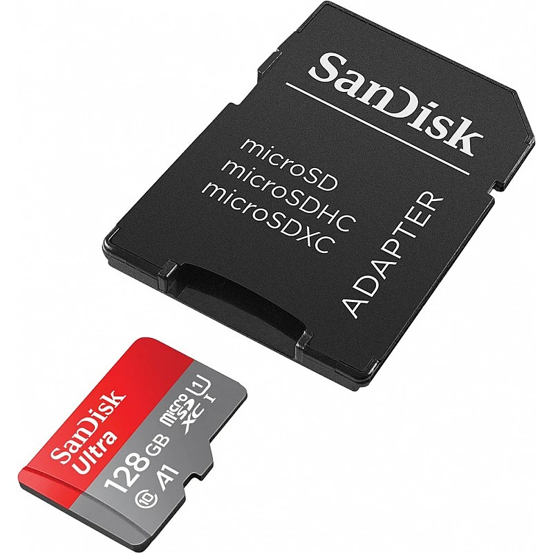 SanDisk Ultra 128 GB MicroSDXC Class 10 100 MB/s Memory Card (With Adapter) SanDisk Ultra 128 GB MicroSDXC Class 10 100 MB/s Memory Card (With Adapter)