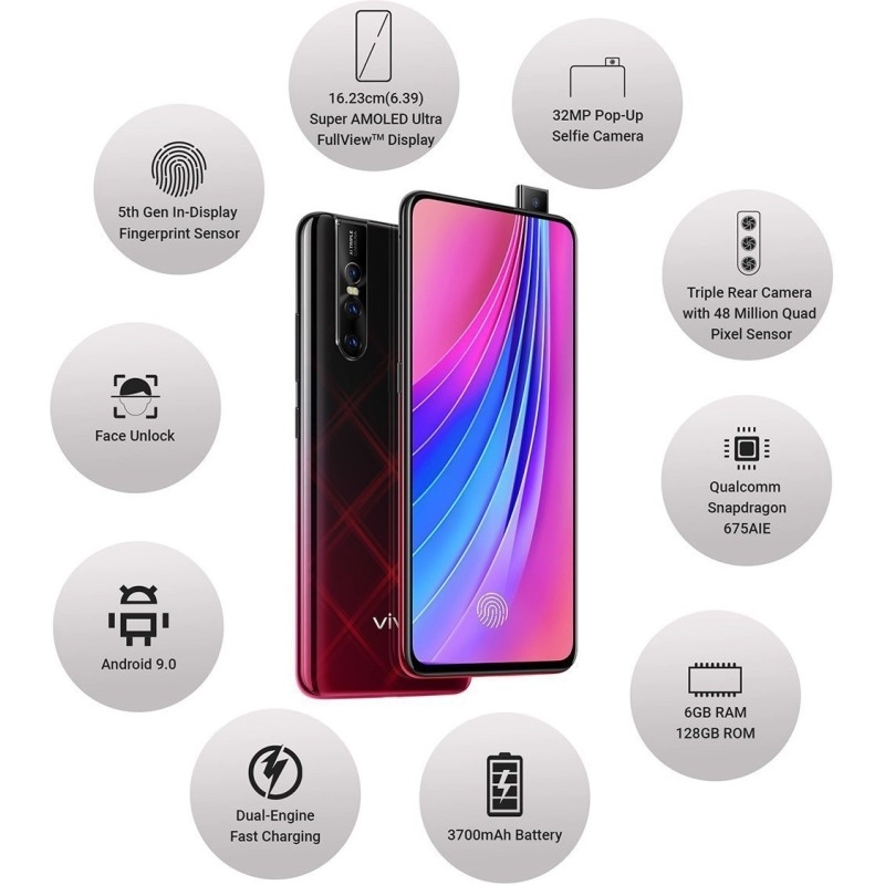 Vivo V15 Pro (Ruby Red, 6GB, 128GB RAM) Refurbished