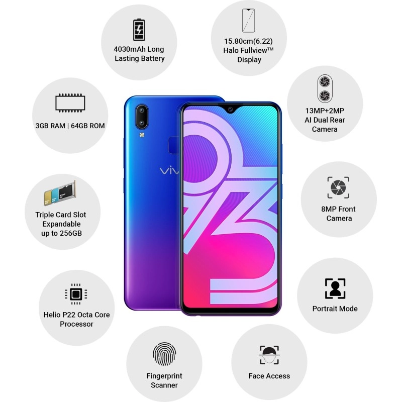 Vivo Y93 ‎Nebula Purple 3GB RAM 64 GB Storage Refurbished