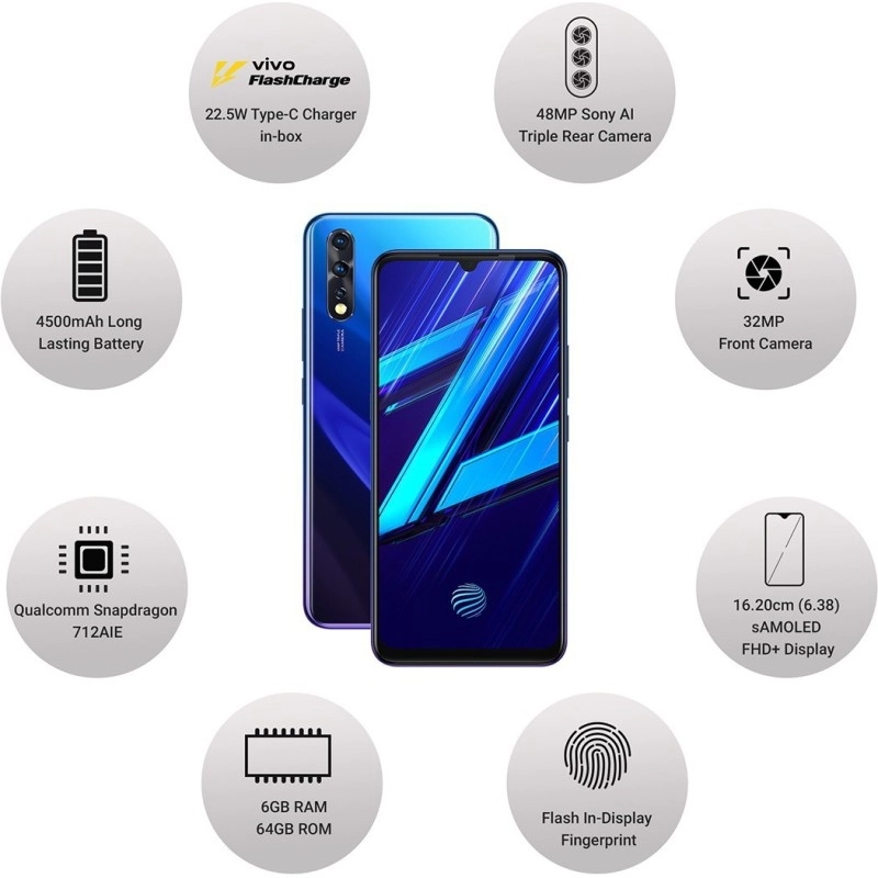 Vivo Z1x (Fusion Blue 6 GB RAM 64 GB Storage (Refurbished)