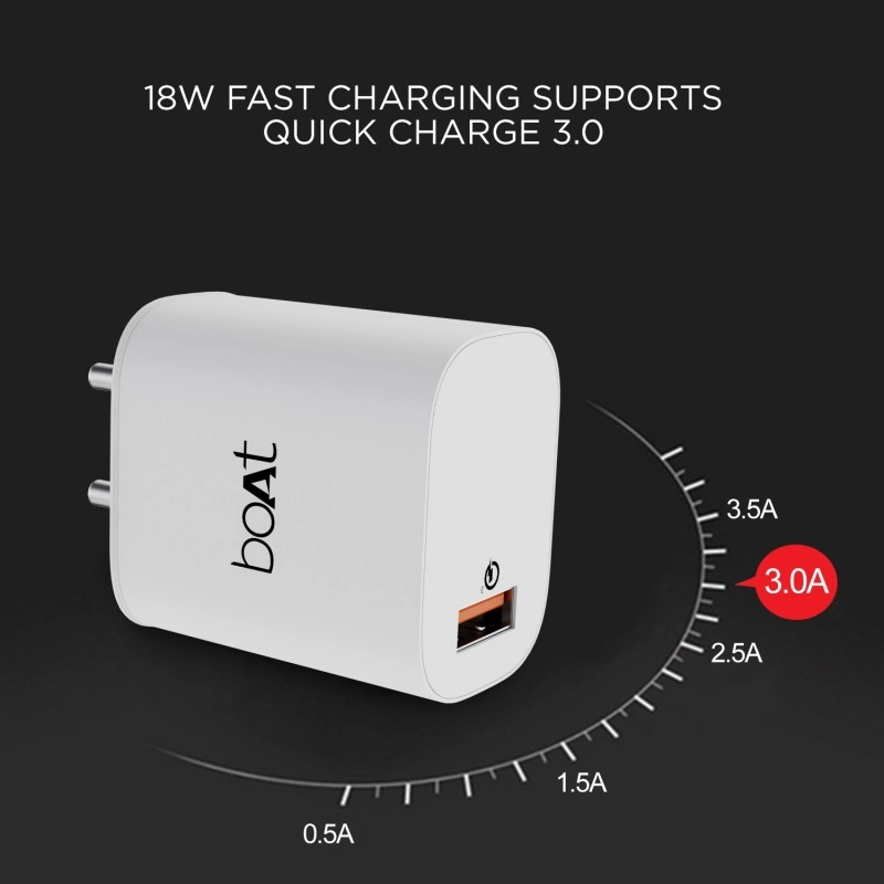 boAt 18W Power WCD QC3A Charger combo (Type C - Cable Included) (White, Cable Included)
