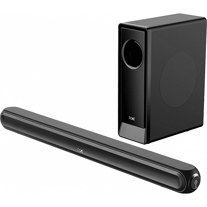 BoAt Aavante Bar 1600D/1650D with Dolby Digital & 3D Surround Sound 120 W Bluetooth Soundbar (Premium Black, 2.1 Channel) BoAt Aavante Bar 1600D/1650D with Dolby Digital & 3D Surround Sound 120 W Bluetooth Soundbar (Premium Black, 2.1 Channel)