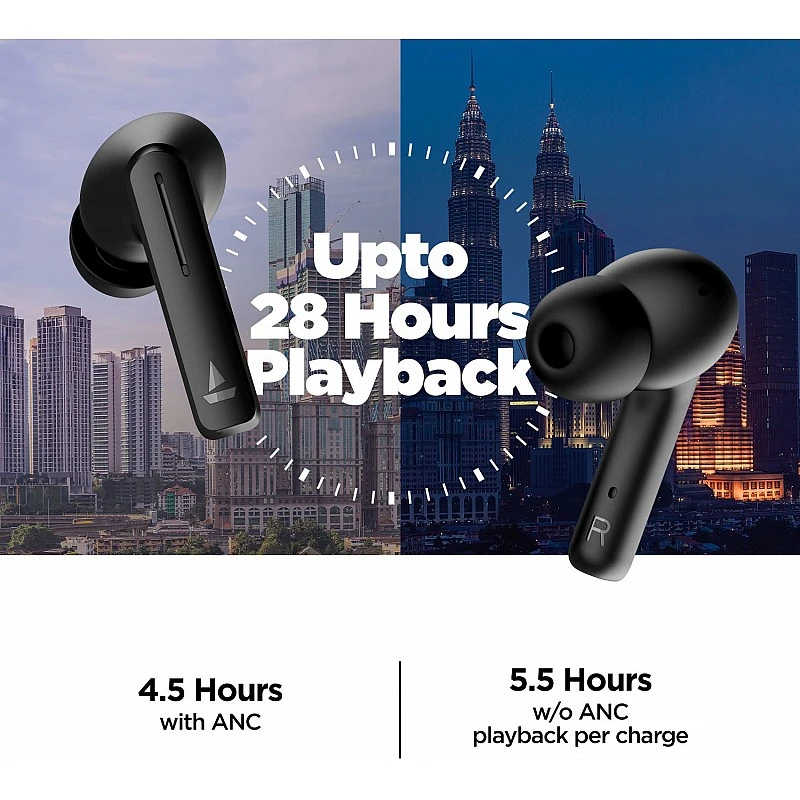 boAt Airdopes 601 ANC with Swipe Controls and 28 Hours Playtime Bluetooth Headset Black boAt Airdopes 601 ANC with Swipe Controls and 28 Hours Playtime Bluetooth Headset Black