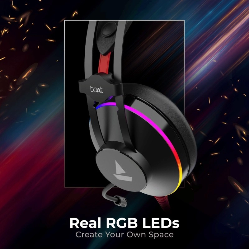 boAt Immortal IM400 Wired Gaming Headset Black Sabre On the Ear