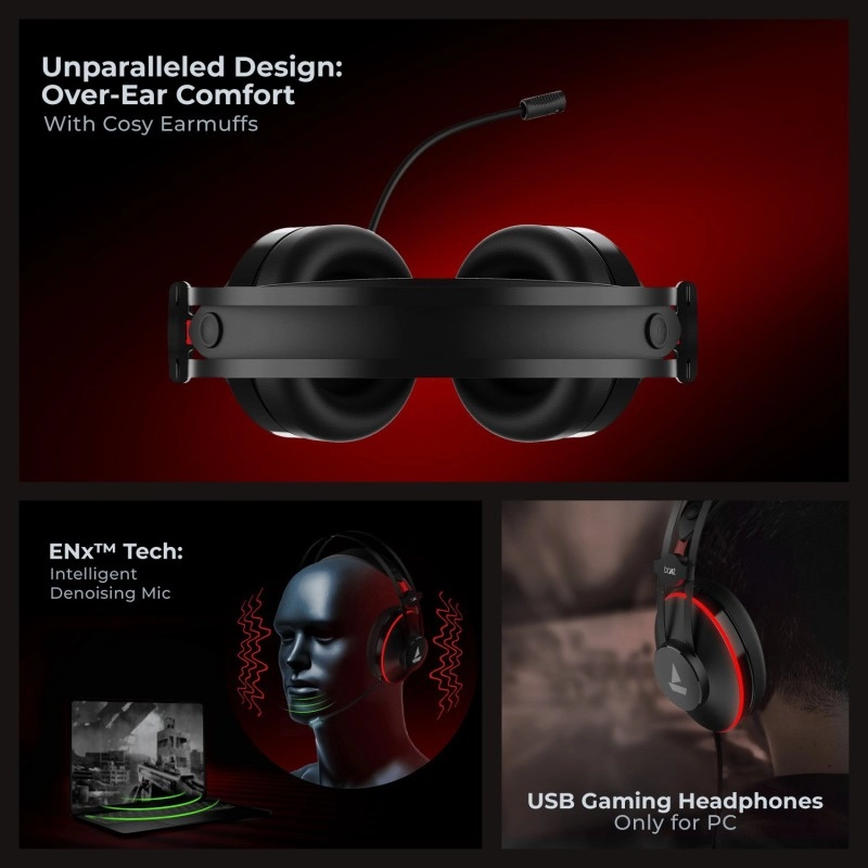 boAt Immortal IM400 Wired Gaming Headset Black Sabre On the Ear