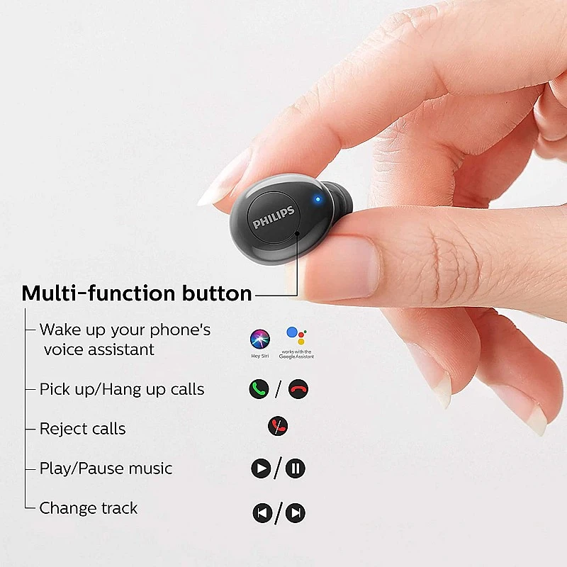 Philips Audio UpBeat TAUT102BK True Wireless TWS Black Bluetooth Earbuds (Black) Philips Audio UpBeat TAUT102BK True Wireless TWS Black Bluetooth Earbuds (Black)
