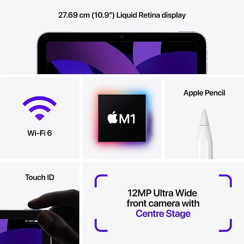 2022 Apple iPad Air with Apple M1 Chip (10.9-inch/27.69 cm, Wi-Fi, 64GB) - Blue (5th Generation) 2022 Apple iPad Air with Apple M1 Chip (10.9-inch/27.69 cm, Wi-Fi, 64GB) - Blue (5th Generation)