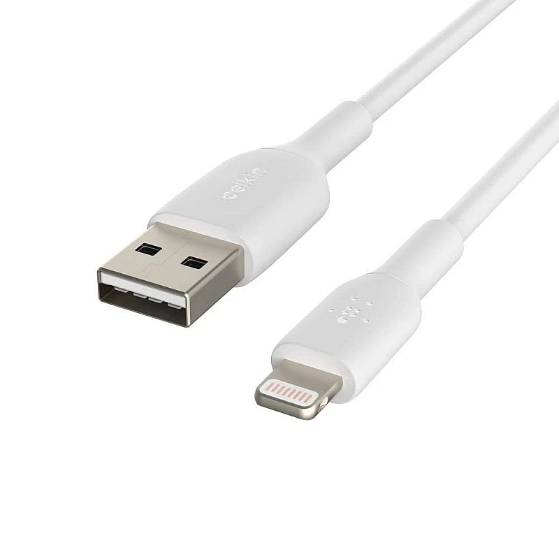 Belkin Apple Certified Lightning to USB Charge and Sync Cable for iPhone, iPad, Air Pods, 9.8 feet (2 meters) – White Belkin Apple Certified Lightning to USB Charge and Sync Cable for iPhone, iPad, Air Pods, 9.8 feet (2 meters) – White