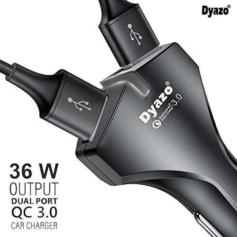 Dyazo 36 W Dual Ports Rapid Fast Smart Qualcomm Turbo Car Charger with Quick Charge 3.0 Dyazo 36 W Dual Ports Rapid Fast Smart Qualcomm Turbo Car Charger with Quick Charge 3.0
