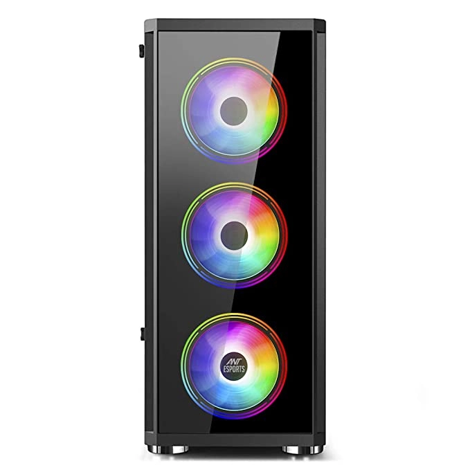 Ant Esports ICE-400TG Mid Tower Gaming Cabinet Computer case Supports ATX, Micro-ATX, Mini-ITX MB with Tempered Glass 3 RGB Ring Fan Ant Esports ICE-400TG Mid Tower Gaming Cabinet Computer case Supports ATX, Micro-ATX, Mini-ITX MB with Tempered Glass 3 RGB Ring Fan
