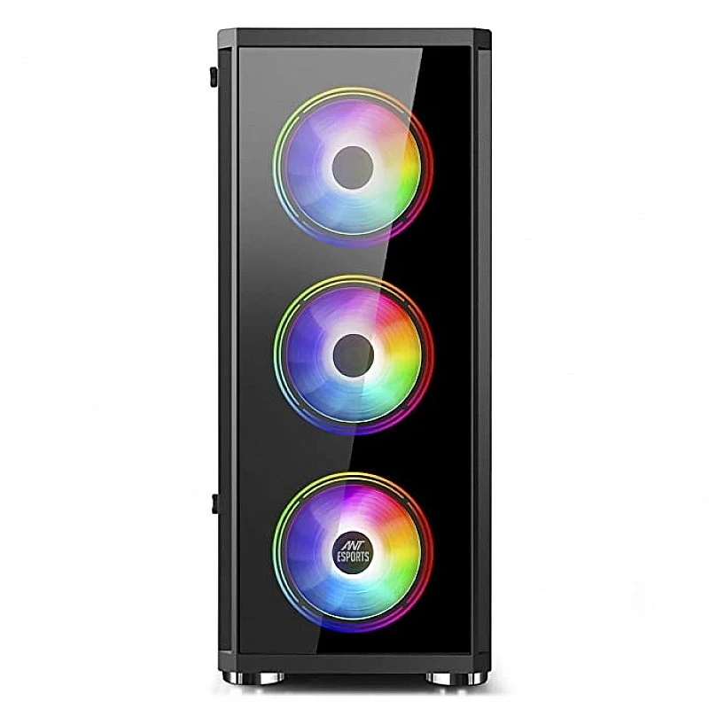 Ant Esports ICE-400TG Mid Tower Gaming Cabinet Computer case Supports ATX, Micro-ATX, Mini-ITX MB with Tempered Glass 3 RGB Ring Fan Ant Esports ICE-400TG Mid Tower Gaming Cabinet Computer case Supports ATX, Micro-ATX, Mini-ITX MB with Tempered Glass 3 RGB Ring Fan