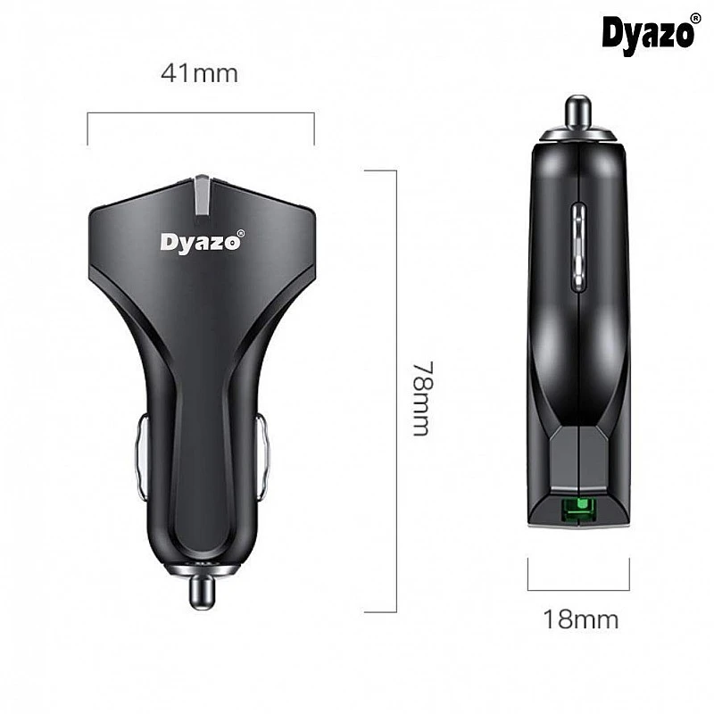Dyazo 36 W Dual Ports Rapid Fast Smart Qualcomm Turbo Car Charger with Quick Charge 3.0 Dyazo 36 W Dual Ports Rapid Fast Smart Qualcomm Turbo Car Charger with Quick Charge 3.0
