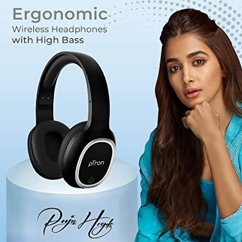 pTron Studio Over-Ear Bluetooth 5.0 Wireless Headphones, Hi-Fi Sound with Deep Bass Black pTron Studio Over-Ear Bluetooth 5.0 Wireless Headphones, Hi-Fi Sound with Deep Bass Black