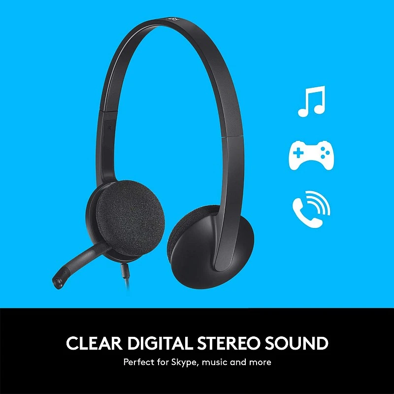 Logitech H340 Wired Headset Stereo Headphones with Noise Cancelling Microphone USB PC Mac Laptop Black Logitech H340 Wired Headset Stereo Headphones with Noise Cancelling Microphone USB PC Mac Laptop Black