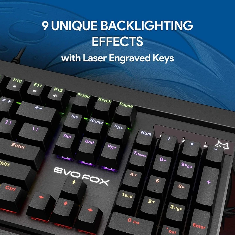 EvoFox Katana Fully Programmable Mechanical Gaming Keyboard with Blue Switches, Backlit Keys, (Black EvoFox Katana Fully Programmable Mechanical Gaming Keyboard with Blue Switches, Backlit Keys, (Black