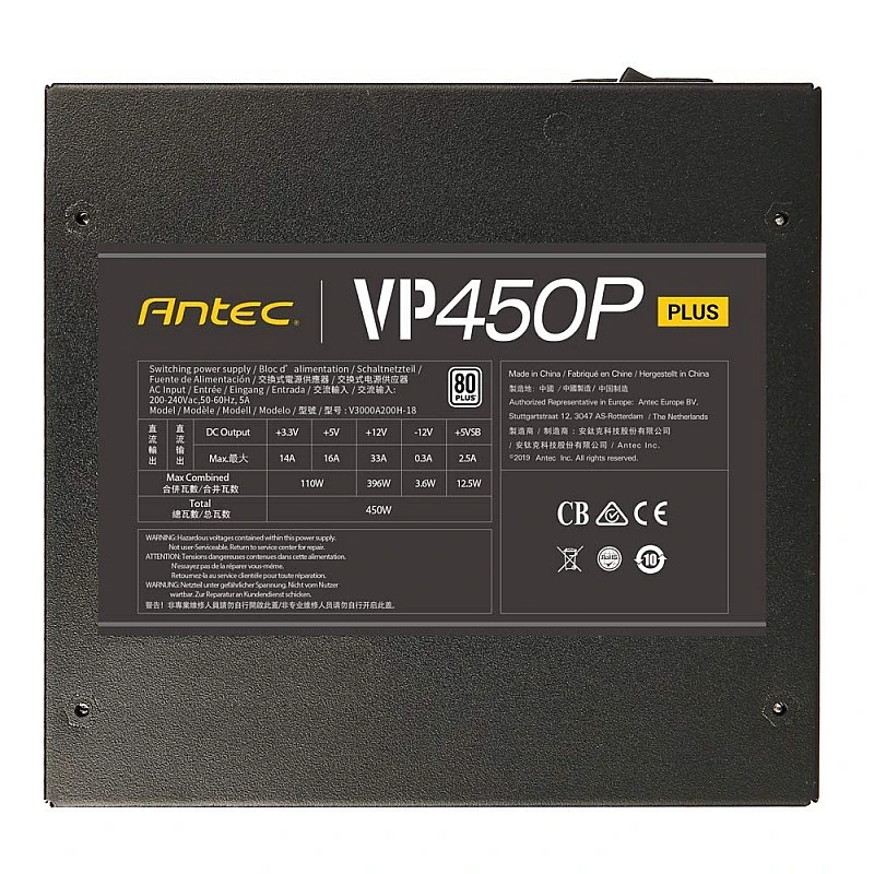 Antec VP450P Plus 450 Watt Power Supply 85% efficient I 80 Plus 230V Standard Certified Antec VP450P Plus 450 Watt Power Supply 85% efficient I 80 Plus 230V Standard Certified