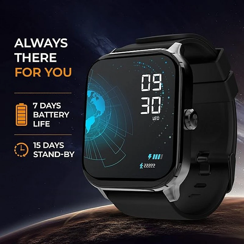 beatXP Marv 1.85 4.5 cm HD Display Smart Watch with Bluetooth Calling, AI Voice Assistance Heart Rate spo2 Sleep Monitoring 100 Sports Modes IP68 Water Resistance Electric Black beatXP Marv 1.85 4.5 cm HD Display Smart Watch with Bluetooth Calling, AI Voice Assistance Heart Rate spo2 Sleep Monitoring 100 Sports Modes IP68 Water Resistance Electric Black