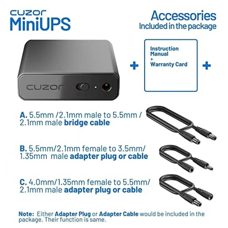Cuzor Mini UPS for Wi-Fi Router|Supports All (12V-2A) (12V-1.5A)(12V-1A)|Up to 4 Hour Backup 2600mAH Cuzor Mini UPS for Wi-Fi Router|Supports All (12V-2A) (12V-1.5A)(12V-1A)|Up to 4 Hour Backup 2600mAH