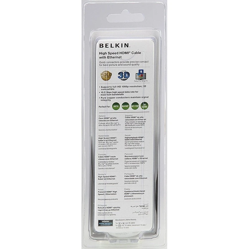 Belkin High Speed HDMI Cable Supports Ethernet 3D 4K 1080p Gold Plated Audio Return 6.6 Feet Black (F3Y021bt2M) Belkin High Speed HDMI Cable Supports Ethernet 3D 4K 1080p Gold Plated Audio Return 6.6 Feet Black (F3Y021bt2M)