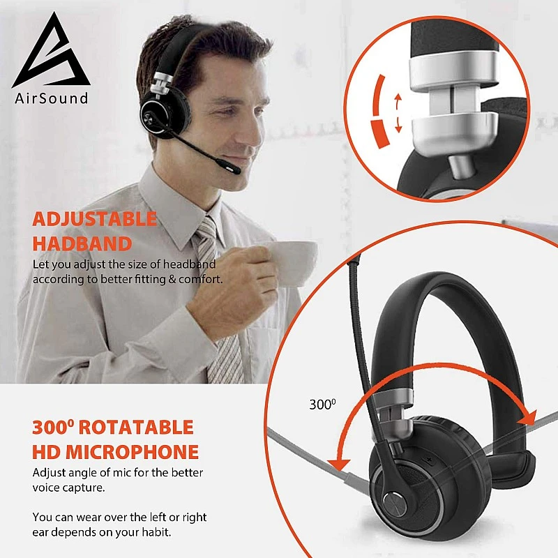 AIRSOUND M91 PROFESSIONAL SERIES Pro Bluetooth Wireless Over Ear Headphones,BT V5.0 Wireless CVC 8.0 Noise-Cancelling AIRSOUND M91 PROFESSIONAL SERIES Pro Bluetooth Wireless Over Ear Headphones,BT V5.0 Wireless CVC 8.0 Noise-Cancelling