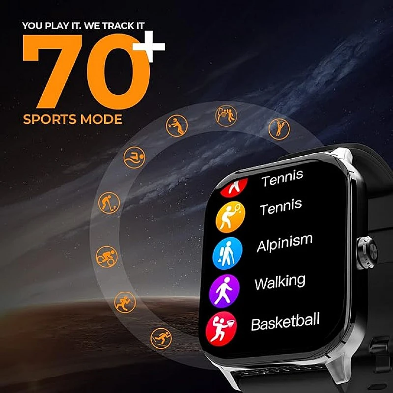 beatXP Marv 1.85 4.5 cm HD Display Smart Watch with Bluetooth Calling, AI Voice Assistance Heart Rate spo2 Sleep Monitoring 100 Sports Modes IP68 Water Resistance Electric Black beatXP Marv 1.85 4.5 cm HD Display Smart Watch with Bluetooth Calling, AI Voice Assistance Heart Rate spo2 Sleep Monitoring 100 Sports Modes IP68 Water Resistance Electric Black