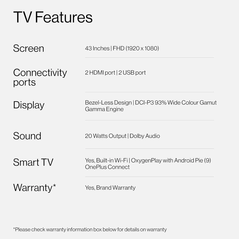 OnePlus Y1 108 cm (43 inch) Full HD LED Smart Android TV with Dolby Audio