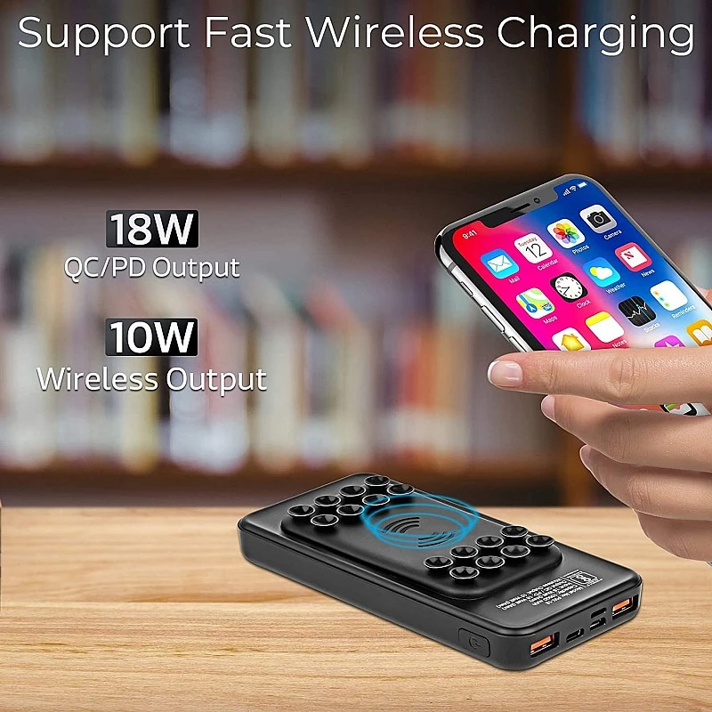 Ambrane India 10000 mAh Wireless Power Bank with QCPD Technology for Fast Charging Ambrane India 10000 mAh Wireless Power Bank with QCPD Technology for Fast Charging