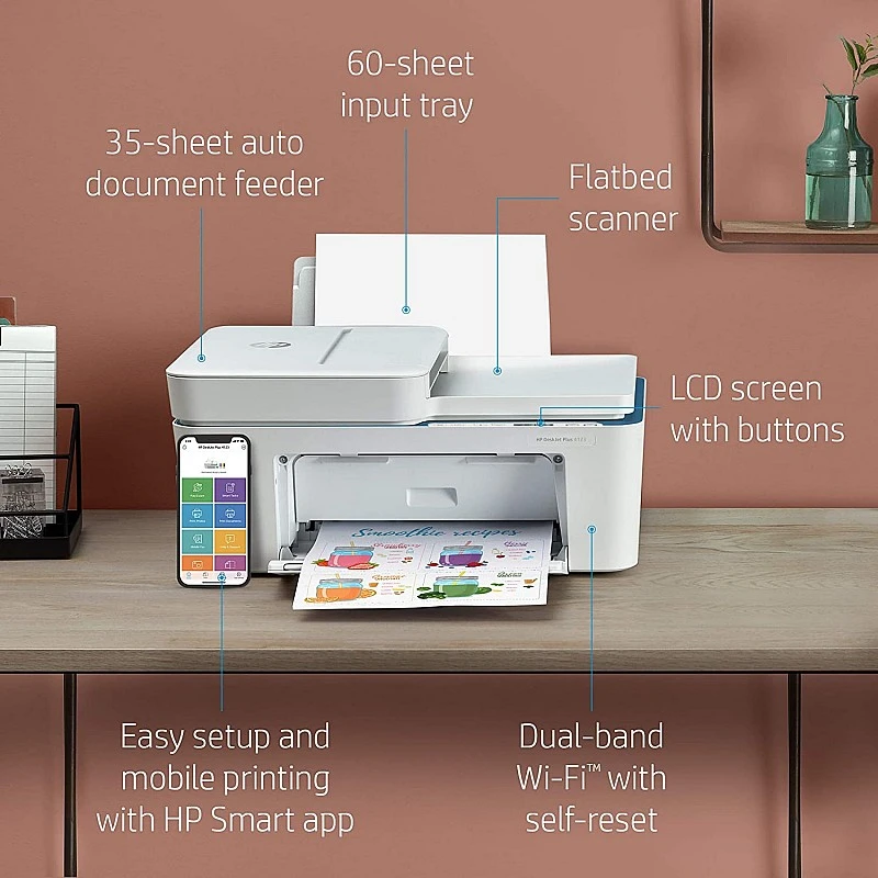 HP DeskJet Plus 4123 All-in-One Wifi Colour Printer, Scanner and Copier for Home Refurbished without Cartidges HP DeskJet Plus 4123 All-in-One Wifi Colour Printer, Scanner and Copier for Home Refurbished without Cartidges