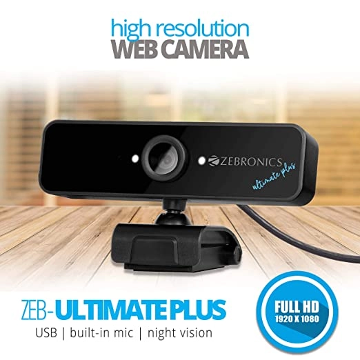 ZEBRONICS Zeb-Ultimate Plus USB Powered high-Resolution Web Camera with 5P Lens ZEBRONICS Zeb-Ultimate Plus USB Powered high-Resolution Web Camera with 5P Lens