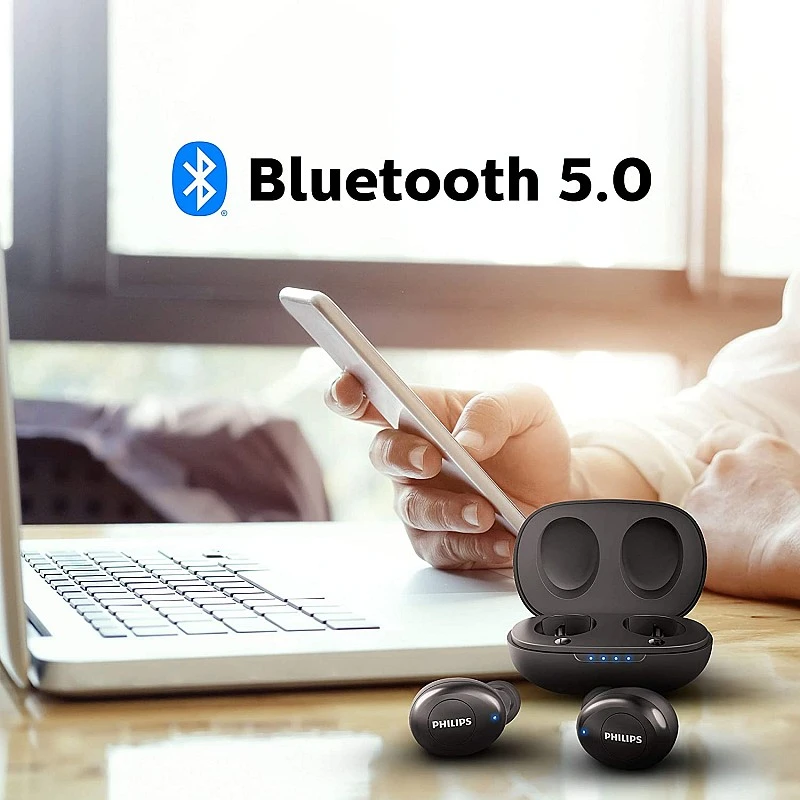 Philips Audio UpBeat TAUT102BK True Wireless TWS Black Bluetooth Earbuds (Black) Philips Audio UpBeat TAUT102BK True Wireless TWS Black Bluetooth Earbuds (Black)