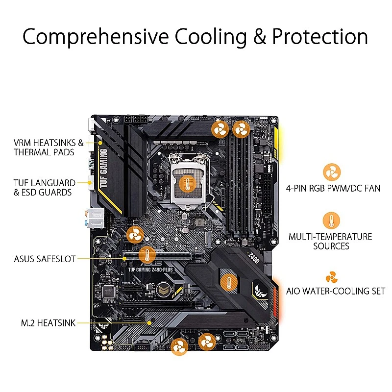 ASUS TUF Gaming Z490-Plus LGA 1200 Intel 10th Gen ATX Motherboard 12+2 Power Stages ASUS TUF Gaming Z490-Plus LGA 1200 Intel 10th Gen ATX Motherboard 12+2 Power Stages
