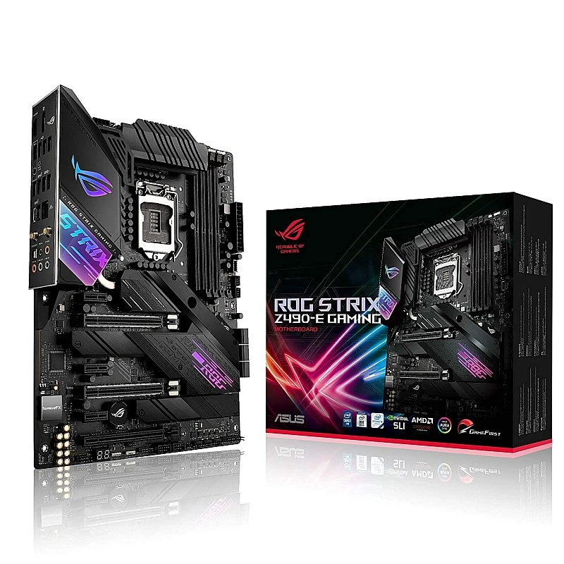 ASUS ROG Strix Z490-E Gaming LGA 1200 DDR4 (4600 O.C.) ATX Motherboard with 2X M.2 Slot WiFi 6 2.5Gb Ethernet and AI Overclocking Cooling ASUS ROG Strix Z490-E Gaming LGA 1200 DDR4 (4600 O.C.) ATX Motherboard with 2X M.2 Slot WiFi 6 2.5Gb Ethernet and AI Overclocking Cooling