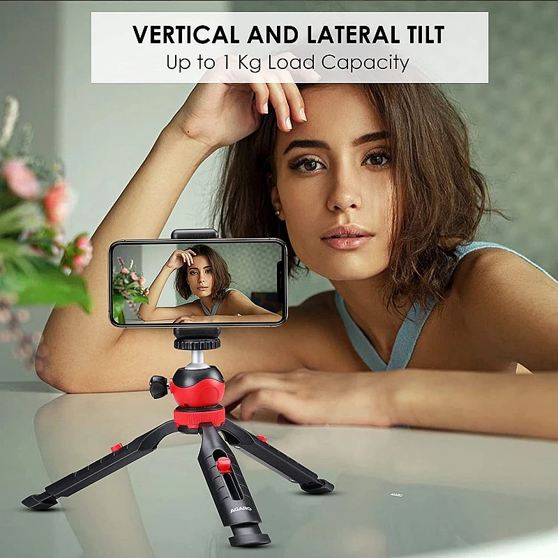 AGARO Adjustable Camera Tripod Stand with Mobile Phones Clip & Camera Holder, Supports Up to 3 Kgs, 66 inches Tall AGARO Adjustable Camera Tripod Stand with Mobile Phones Clip & Camera Holder, Supports Up to 3 Kgs, 66 inches Tall