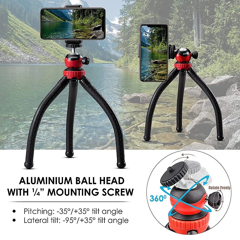 AGARO Adjustable Camera Tripod Stand with Mobile Phones Clip & Camera Holder, Supports Up to 3 Kgs, 66 inches Tall AGARO Adjustable Camera Tripod Stand with Mobile Phones Clip & Camera Holder, Supports Up to 3 Kgs, 66 inches Tall