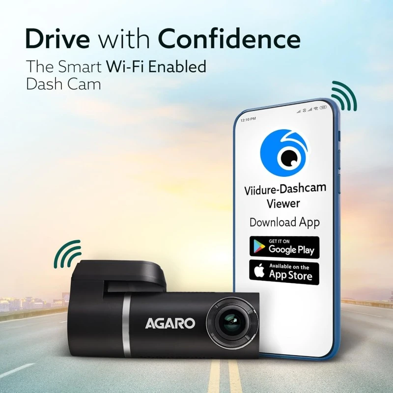 AGARO Alpha Car Dash Camera, Dashboard Recorder, 3MP, 140 Degree Wide Angle, F2.1 Aperture, Full HD, Voice Recorder, 128 GB Micro SD Card Support, Night Vision, G Sensor, Wifi, Loop Recording, DIY Set Up AGARO Alpha Car Dash Camera, Dashboard Recorder, 3MP, 140 Degree Wide Angle, F2.1 Aperture, Full HD, Voice Recorder, 128 GB Micro SD Card Support, Night Vision, G Sensor, Wifi, Loop Recording, DIY Set Up