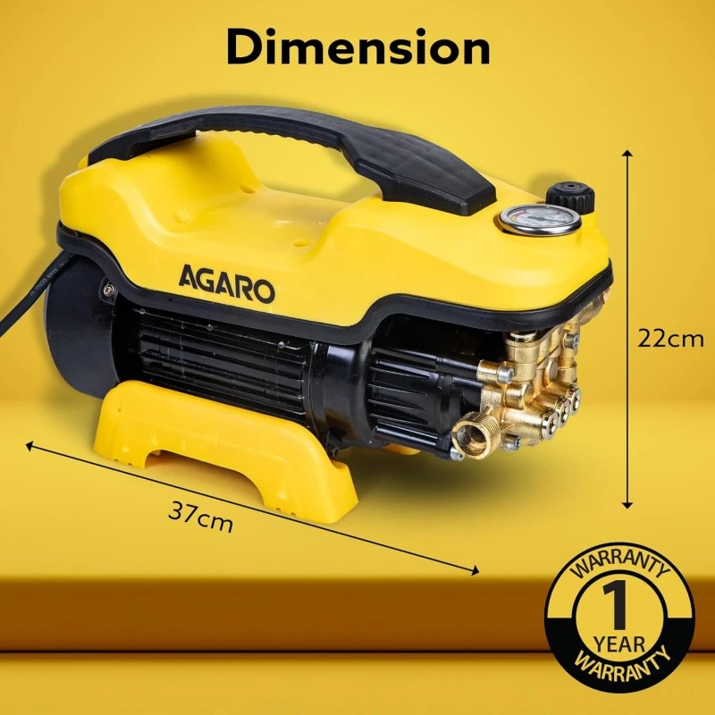 AGARO Primo High Pressure Washer, 1400 Watts, 110 Bars, 6.5L/Min Flow Rate, 5 Meters Outlet Hose, for Car,Bike and Home Cleaning Purpose, Grey AGARO Primo High Pressure Washer, 1400 Watts, 110 Bars, 6.5L/Min Flow Rate, 5 Meters Outlet Hose, for Car,Bike and Home Cleaning Purpose, Grey