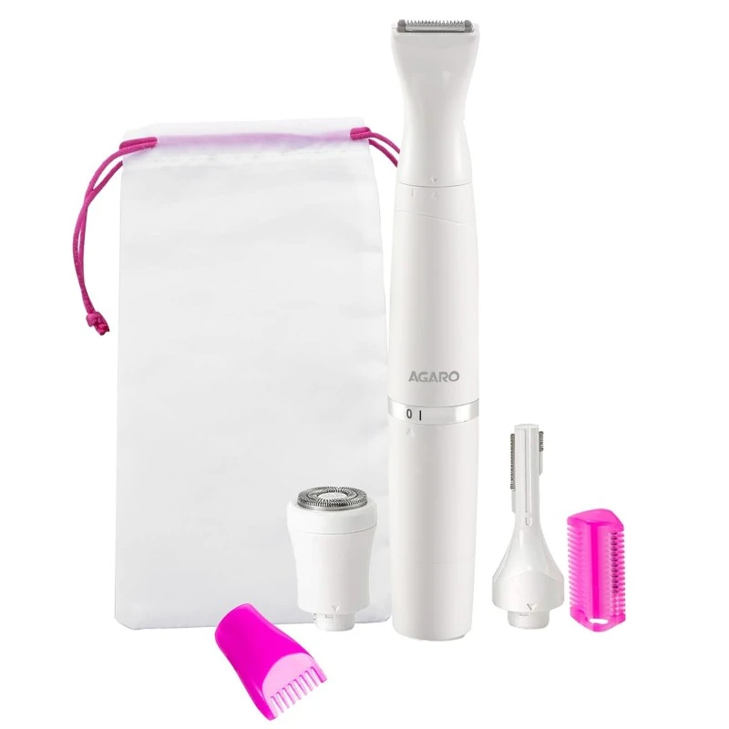 AGARO Rechargeable 3-in-1 Multi Trimmer For Women, Multipurpose Hair Remover for Women, Face, Leg, Eyebrow, Underarms, Bikini Trimmer, 90 minutes Runtime, White AGARO Rechargeable 3-in-1 Multi Trimmer For Women, Multipurpose Hair Remover for Women, Face, Leg, Eyebrow, Underarms, Bikini Trimmer, 90 minutes Runtime, White