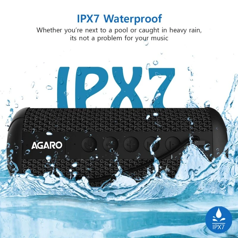 Agaro Reloaded Waterproof Portable Bluetooth Speaker with Mic & Extra Bass Black Agaro Reloaded Waterproof Portable Bluetooth Speaker with Mic & Extra Bass Black