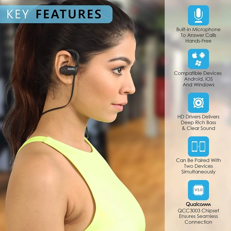 AGARO Sports Bluetooth Wireless in Ear Earphones with Mic (Black) AGARO Sports Bluetooth Wireless in Ear Earphones with Mic (Black)