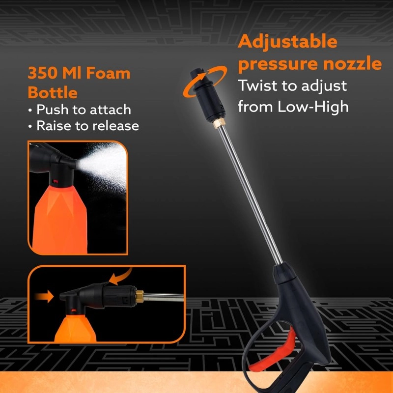 AGARO Supreme Plus Pressure Washer, Car Washer, 2200 Watts Motor, 8L/Min Flow Rate, 140 Bars, Adjustable Pressure Regulato, 8M Outlet Hose, 4M Power Cord, Car, Bike & Home Cleaning, Yellow