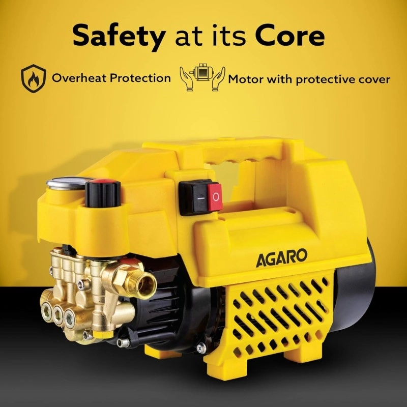 AGARO Supreme Plus Pressure Washer, Car Washer, 2200 Watts Motor, 8L/Min Flow Rate, 140 Bars, Adjustable Pressure Regulato, 8M Outlet Hose, 4M Power Cord, Car, Bike & Home Cleaning, Yellow