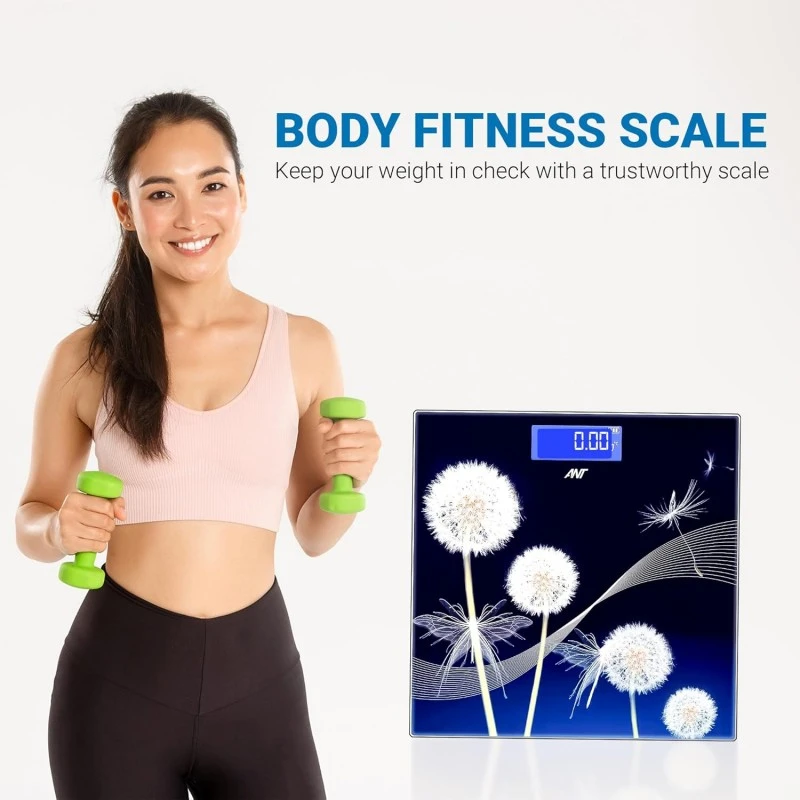 ANT Flora Dandelion Personal Digital Bathroom weighing scale for Human body Weight measurement with Wide LCD Display Thick Tampered Glass for Home & Gym with 30 Months Warranty - Black ANT Flora Dandelion Personal Digital Bathroom weighing scale for Human body Weight measurement with Wide LCD Display Thick Tampered Glass for Home & Gym with 30 Months Warranty - Black