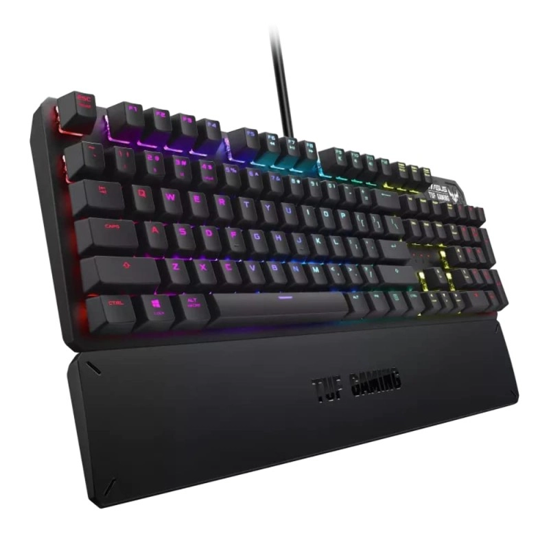ASUS TUF K3 USB Highly Durable Mechanical Gaming Keyboard for PC, Programmable Onboard Memory, Dedicated Media Controls, Aura Sync RGB Lighting, Detachable Magnetic Wrist Rest (Black)
