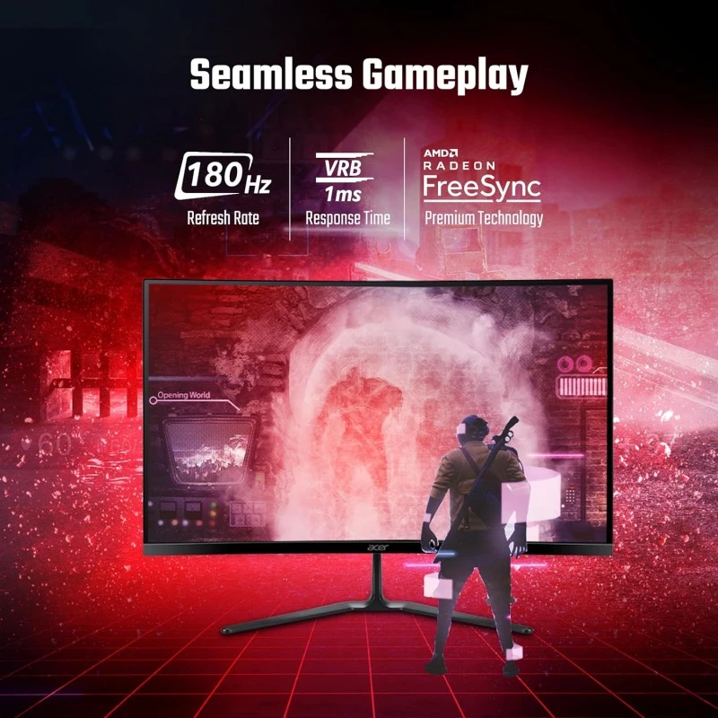 Acer ED270R S3 27 Inch (68.58 Cm) Full HD 1500 R Curved Gaming LCD Monitor with LED Back Light I 1MS VRB, 180Hz Refresh Rate I AMD Freesync Premium I 2 x HDMI 1 x Display Port I HDR 10 I Black Acer ED270R S3 27 Inch (68.58 Cm) Full HD 1500 R Curved Gaming LCD Monitor with LED Back Light I 1MS VRB, 180Hz Refresh Rate I AMD Freesync Premium I 2 x HDMI 1 x Display Port I HDR 10 I Black
