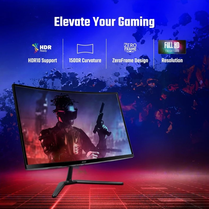 Acer ED270R S3 27 Inch (68.58 Cm) Full HD 1500 R Curved Gaming LCD Monitor with LED Back Light I 1MS VRB, 180Hz Refresh Rate I AMD Freesync Premium I 2 x HDMI 1 x Display Port I HDR 10 I Black Acer ED270R S3 27 Inch (68.58 Cm) Full HD 1500 R Curved Gaming LCD Monitor with LED Back Light I 1MS VRB, 180Hz Refresh Rate I AMD Freesync Premium I 2 x HDMI 1 x Display Port I HDR 10 I Black