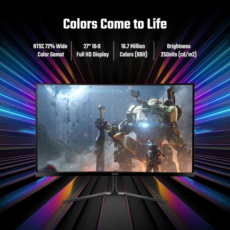 Acer ED270R S3 27 Inch (68.58 Cm) Full HD 1500 R Curved Gaming LCD Monitor with LED Back Light I 1MS VRB, 180Hz Refresh Rate I AMD Freesync Premium I 2 x HDMI 1 x Display Port I HDR 10 I Black Acer ED270R S3 27 Inch (68.58 Cm) Full HD 1500 R Curved Gaming LCD Monitor with LED Back Light I 1MS VRB, 180Hz Refresh Rate I AMD Freesync Premium I 2 x HDMI 1 x Display Port I HDR 10 I Black