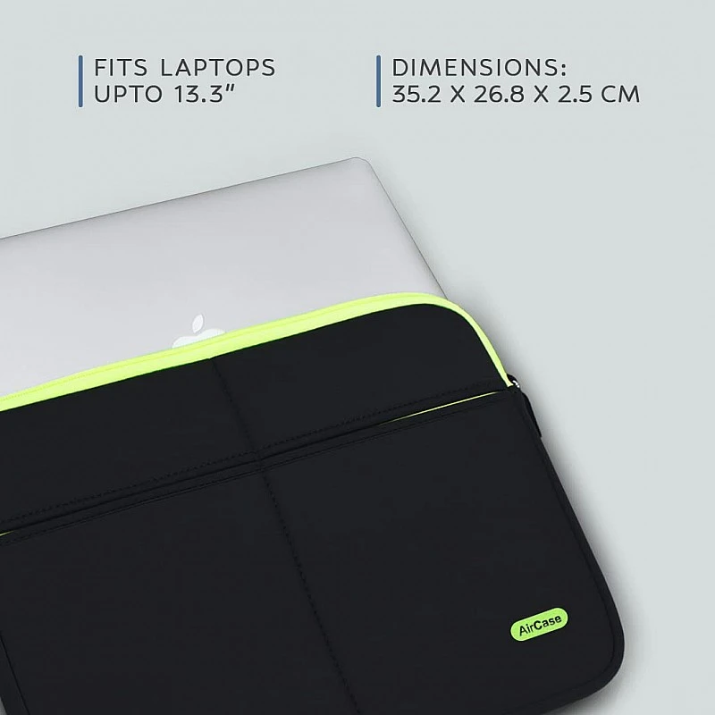 AirCase Premium Unisex Laptop-MacBook Cover Sleeve with Multiple Pockets fits Upto 13.3 Shockproof Zippered Case Bag AirCase Premium Unisex Laptop-MacBook Cover Sleeve with Multiple Pockets fits Upto 13.3 Shockproof Zippered Case Bag
