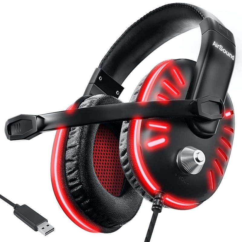 AirSound Alpha-2 Gaming Over-Ear Headset Headphone| Red LED Lights| 7.1 Surround Sound| Noise Cancelling Mic| Volume Control, USB Interface for All Laptop (Alpha-2) AirSound Alpha-2 Gaming Over-Ear Headset Headphone| Red LED Lights| 7.1 Surround Sound| Noise Cancelling Mic| Volume Control, USB Interface for All Laptop (Alpha-2)