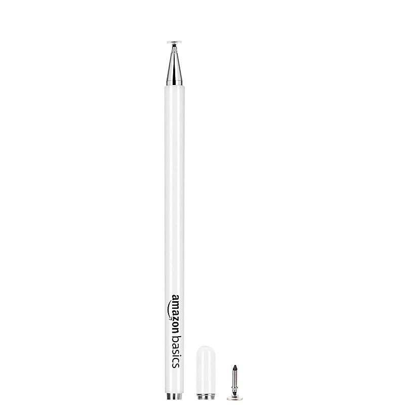 Amazon Basics Capacitive Stylus Pen for Android & iOS All Touchscreen Devices | Fine Point Disc Tip|Lightweight Metal Body with Magnetic Cover - White Amazon Basics Capacitive Stylus Pen for Android & iOS All Touchscreen Devices | Fine Point Disc Tip|Lightweight Metal Body with Magnetic Cover - White